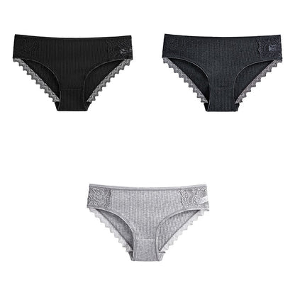 3 Pcs Cotton Women&#39;s Panties Lace Underwear High Quality Soft Breathable Female Briefs Underwear For Woman Lingerie New BANNIROU